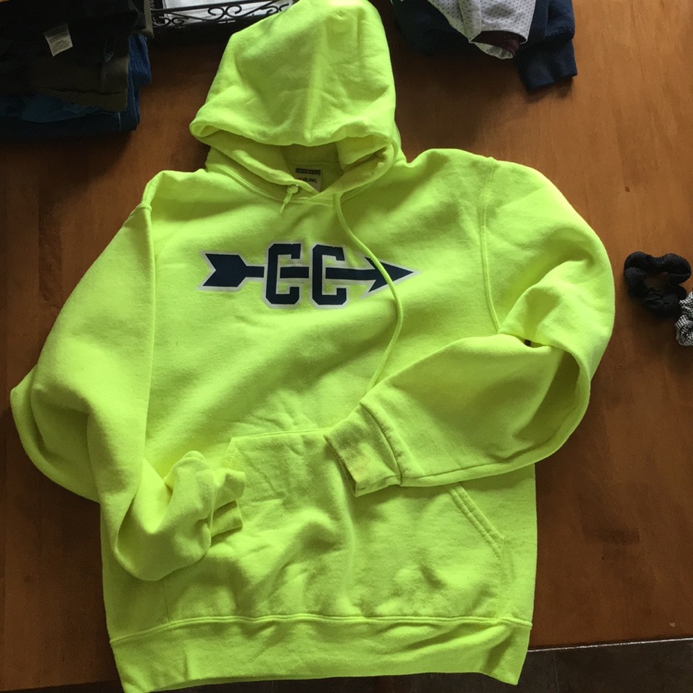 Neon green hooded sweatshirt